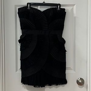 Black Mini Cocktail Dress w/ scalloped edges & lace details